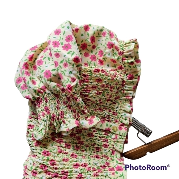 Cottagecore floral puff sleeve crop top nwot - Picture 6 of 7